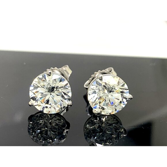 Diamond Earrings 14k White Gold 4.94ctw IGI Certified Lab Grown Stud Push Backs - Picture 3 of 12